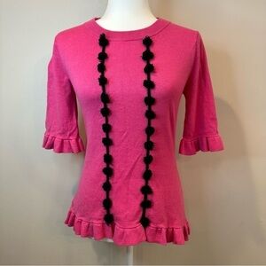 Prabal Gurung Collective Barbie Hot Pink peony pom pom sweater top size 2 XS